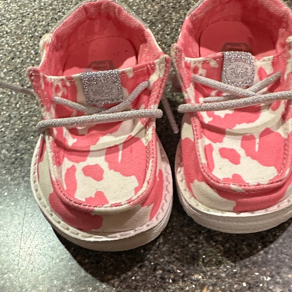 Hey Dude Pink and White Kids Sneakers